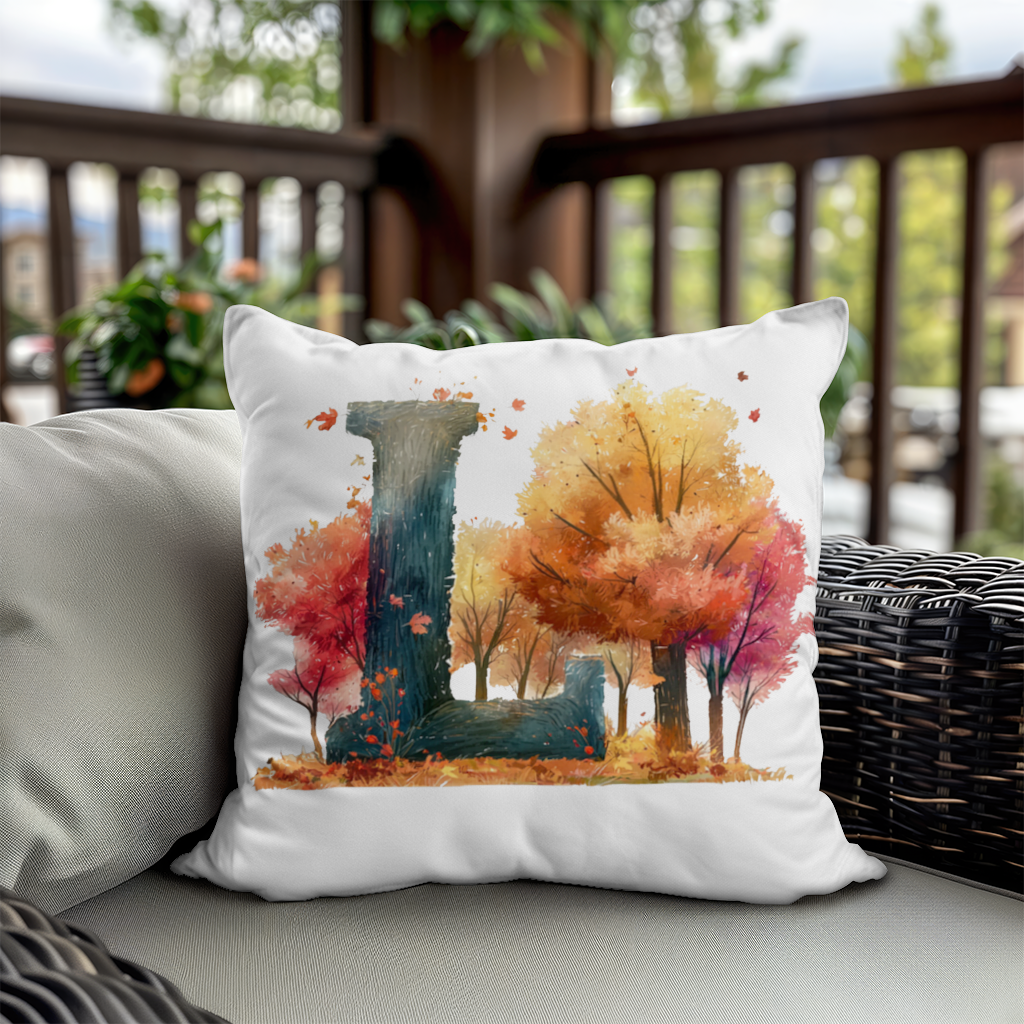 Autumn Forest Letter L Decorative pillow cover
