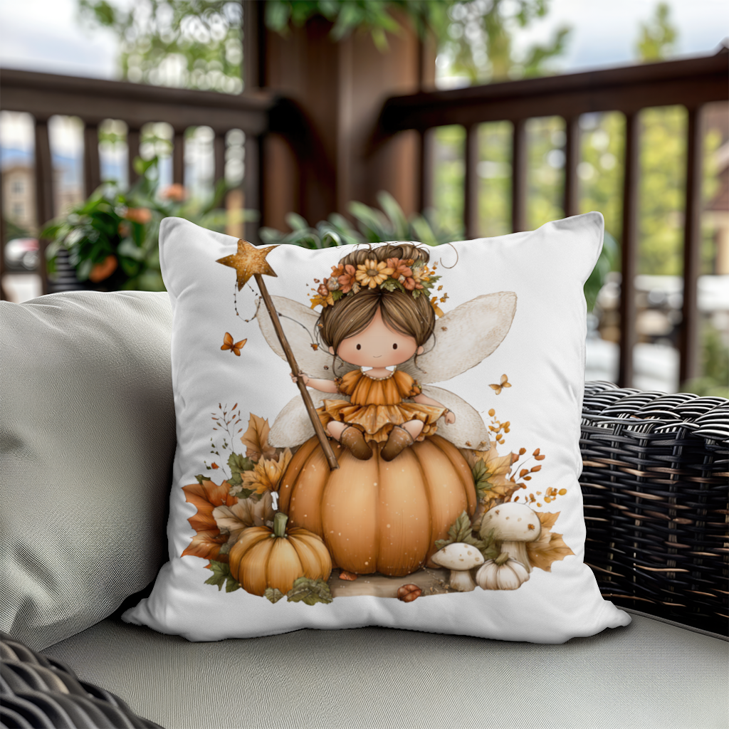 Whimsical Autumn Pumpkin Fairy Decorative pillow cover
