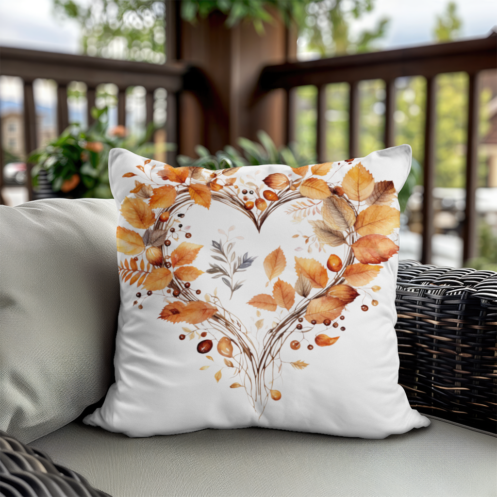 Orange Autumn Leaves Heart Decorative pillow cover