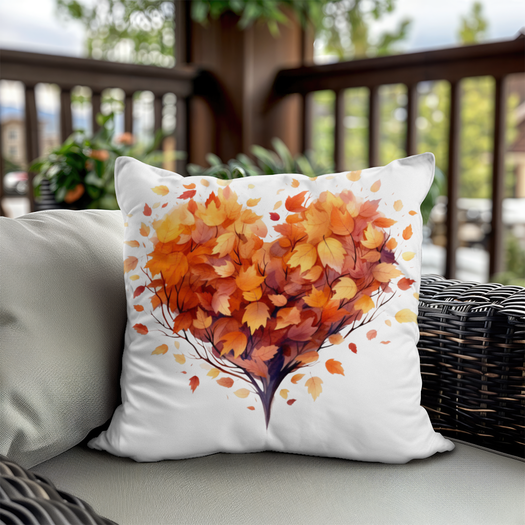 Autumn Leaf Heart Decorative pillow cover