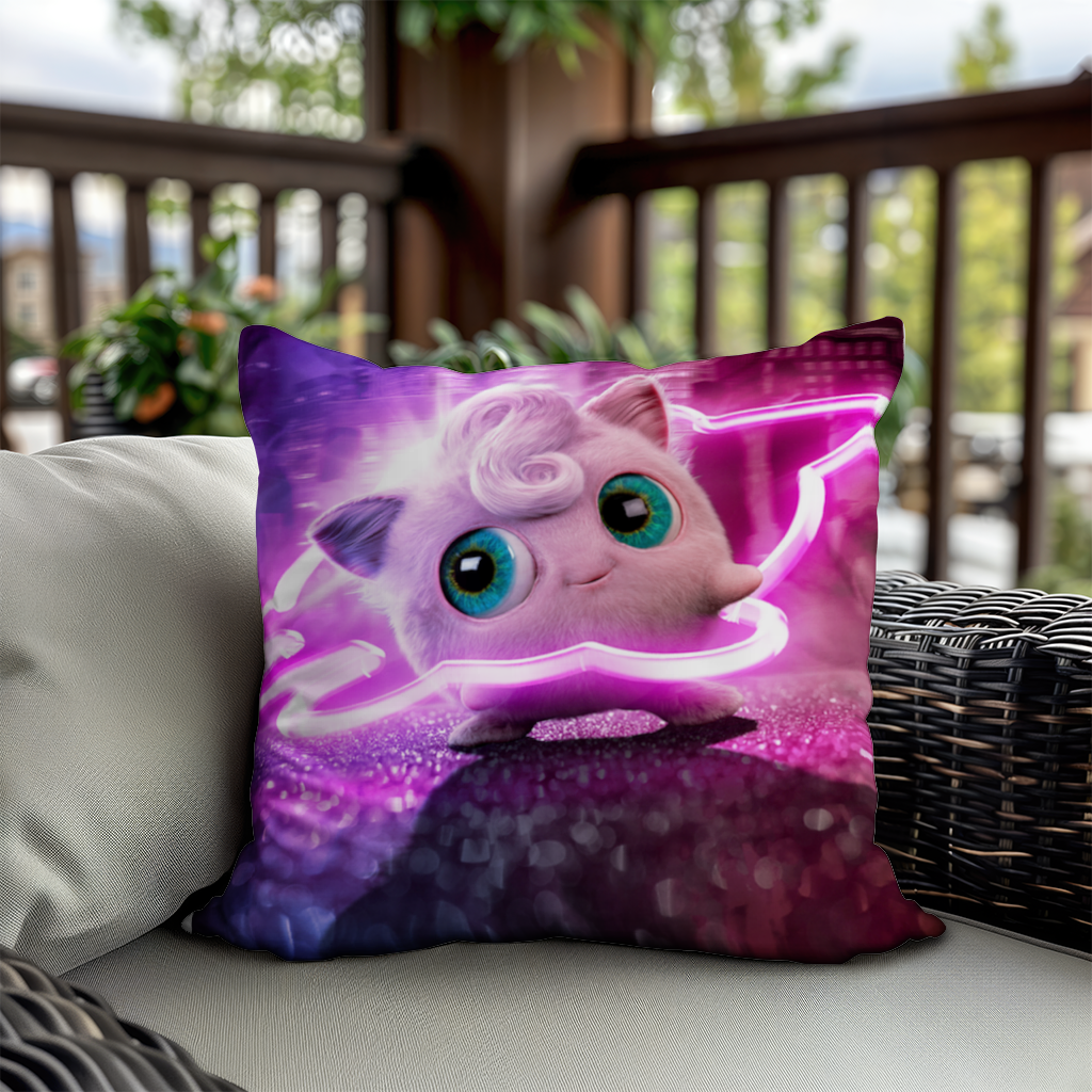 Cyberpunk Pink Fluffy Creature Decorative pillow cover