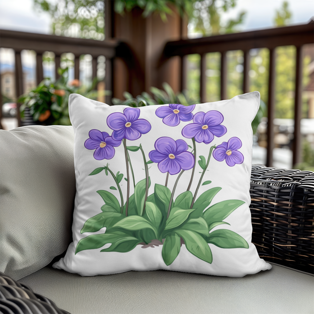 Cottagecore Purple Violets Decorative pillow cover