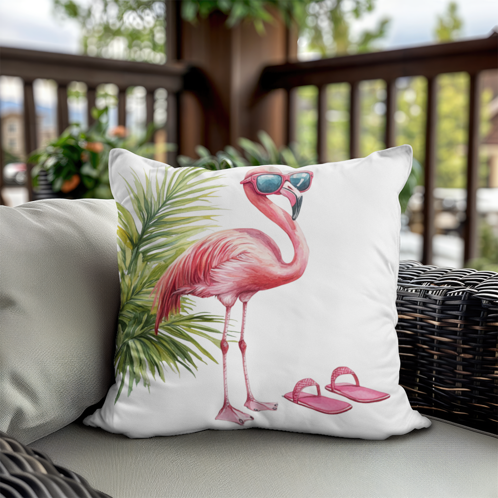 Pink Flamingo with Sunglasses Decorative pillow cover
