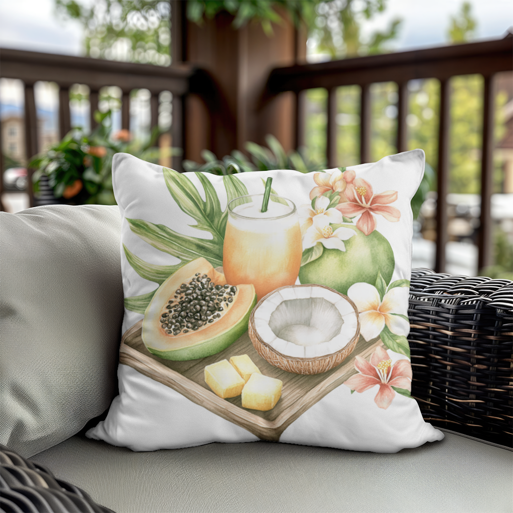 Tropical Papaya and Coconut Juice Decorative pillow cover