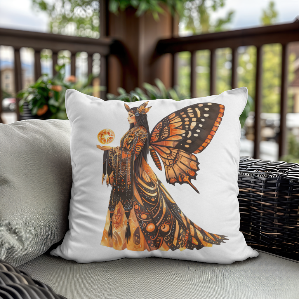 Monarch Kelebek Kanatlı Tanrıça Dekoratif Kırlent Kılıfı