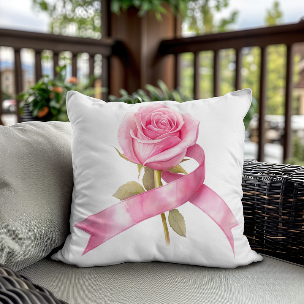 Breast Cancer Awareness Pink Rose Decorative pillow cover
