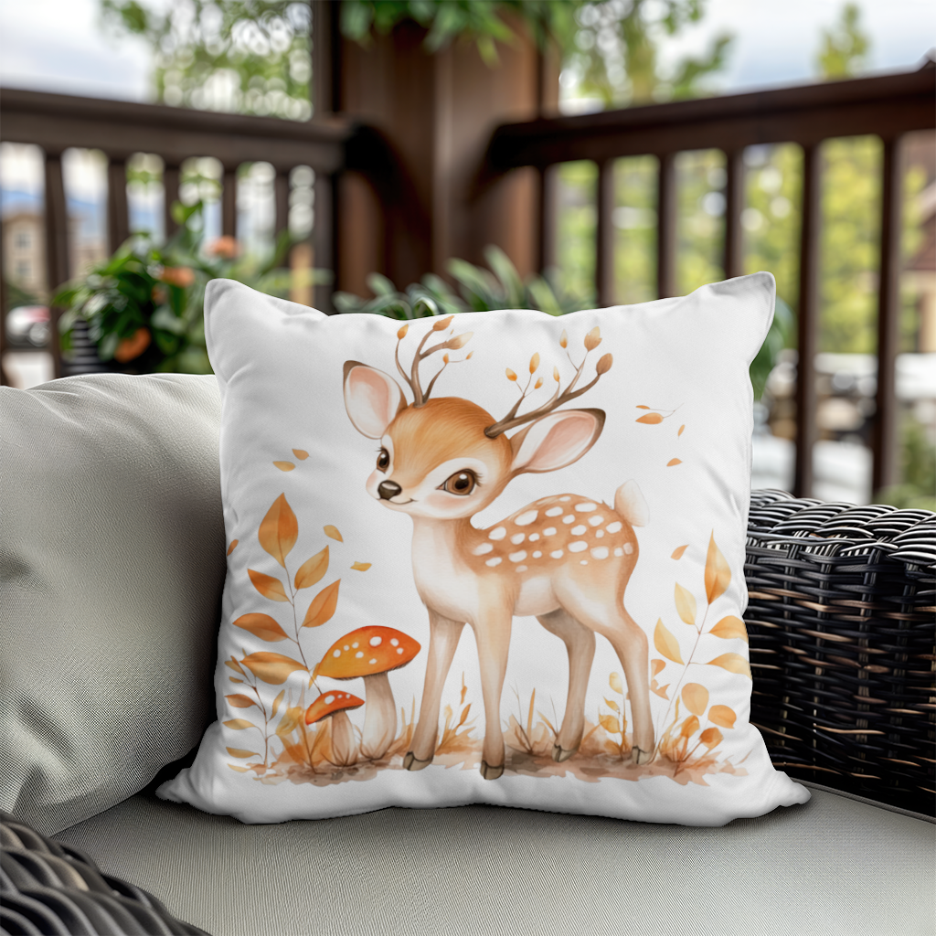 Whimsical Autumn Woodland Fawn Decorative pillow cover