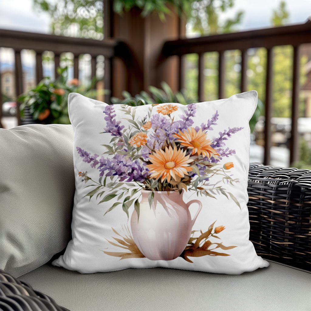 Cottagecore Wildflower Pitcher Decorative pillow cover