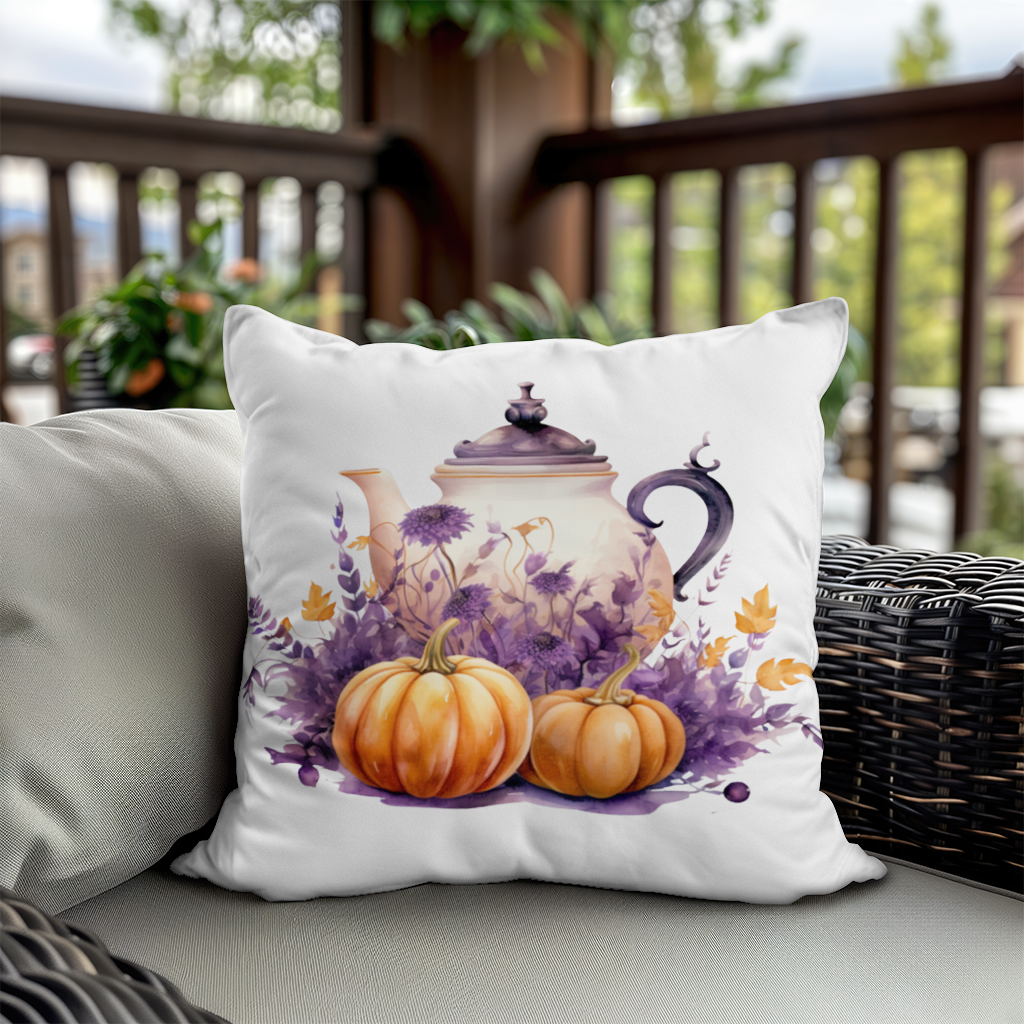 Vintage Purple Floral Pumpkin Teapot Decorative pillow cover