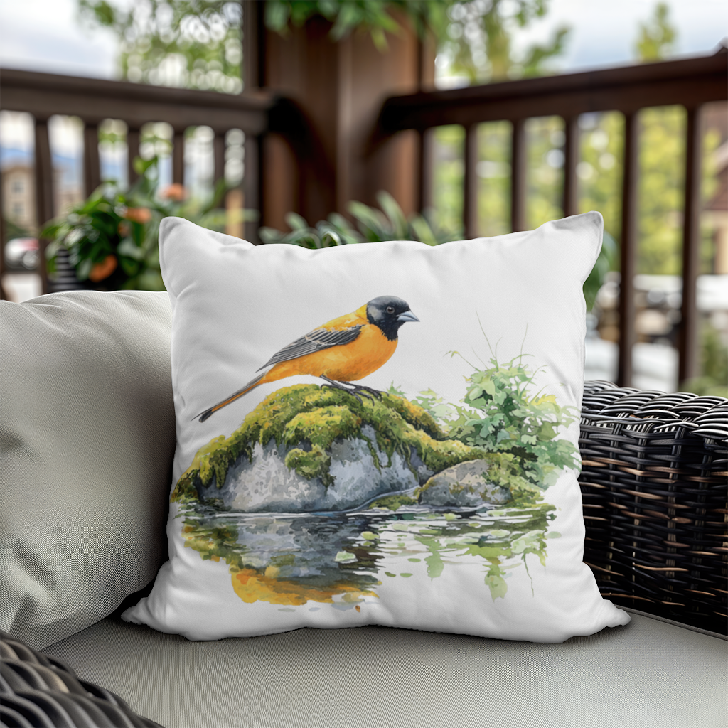 Orange Baltimore Oriole Bird Decorative pillow cover