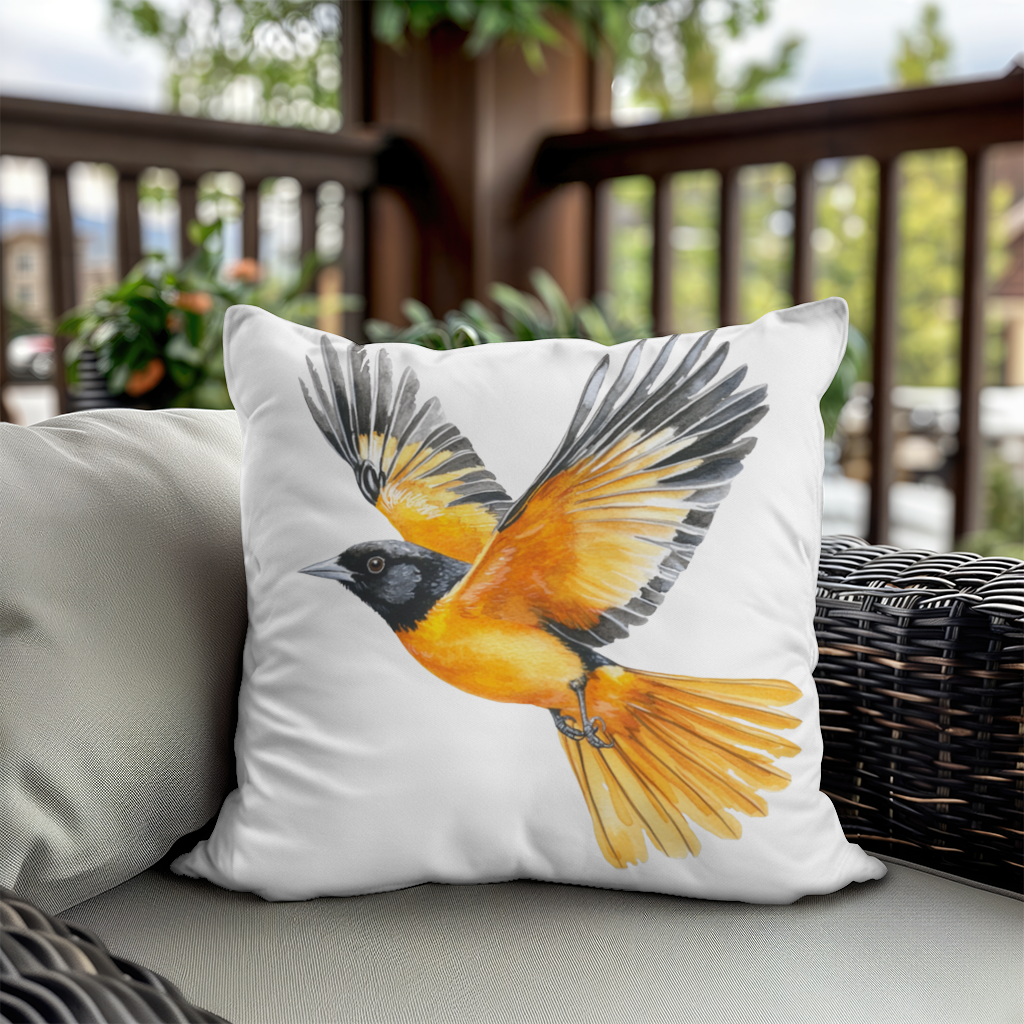 Watercolor Baltimore Oriole Decorative pillow cover