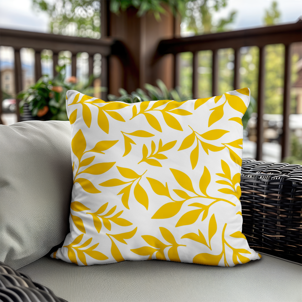 Mustard Yellow Botanical Leaves Decorative pillow cover