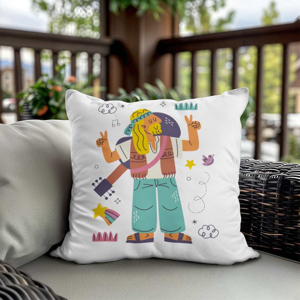 Retro Hippie Character Decorative pillow cover