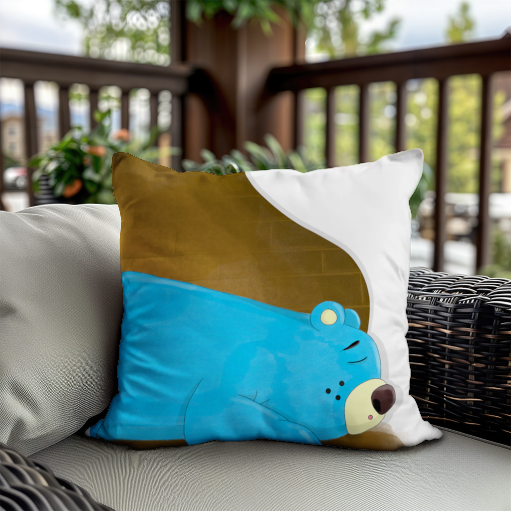 Blue teddy bear Pooli-Fairytale Character Decorative pillow cover
