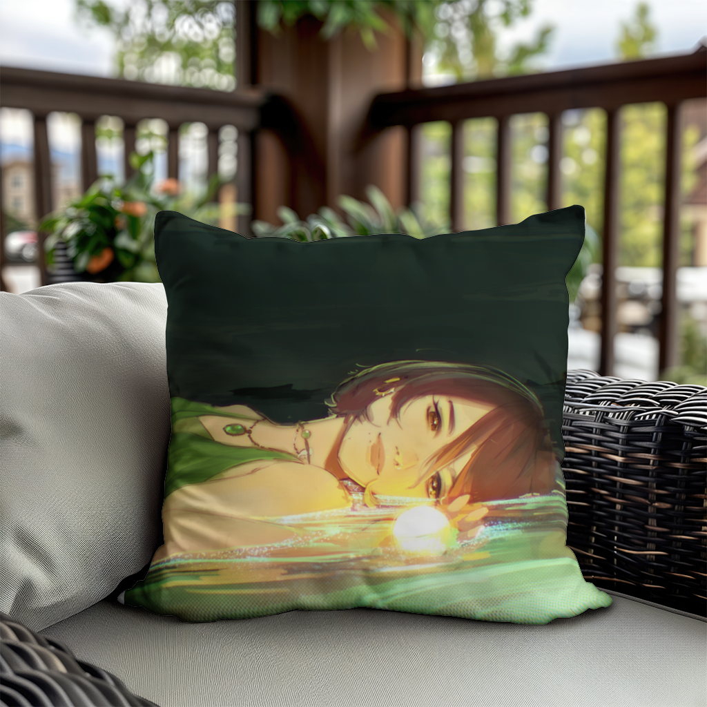 Sunset Glow Anime Girl Illustration Decorative pillow cover