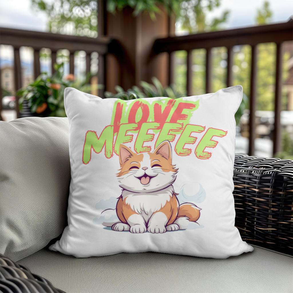 Sevimli Turuncu Kedi Love Me Dekoratif Kırlent Kılıfı