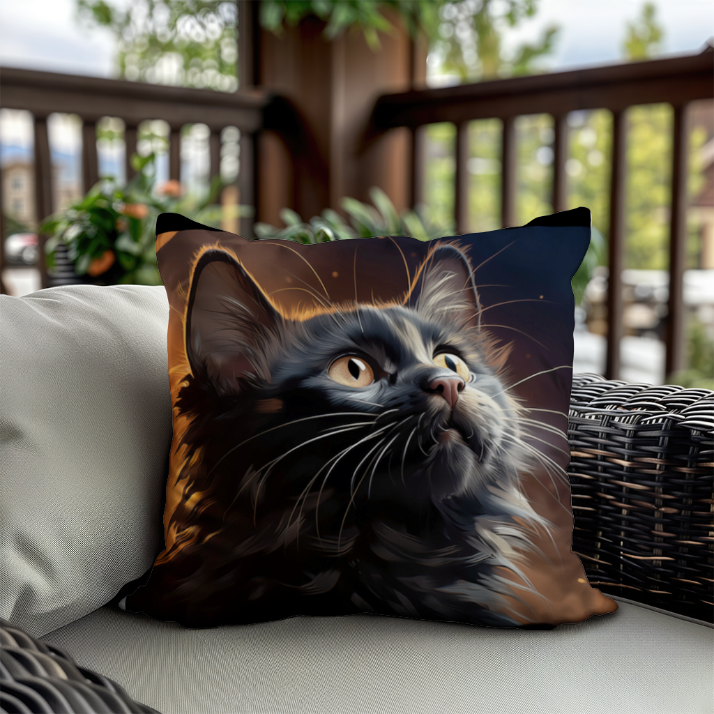 Black Cat Digital Art Decorative pillow cover