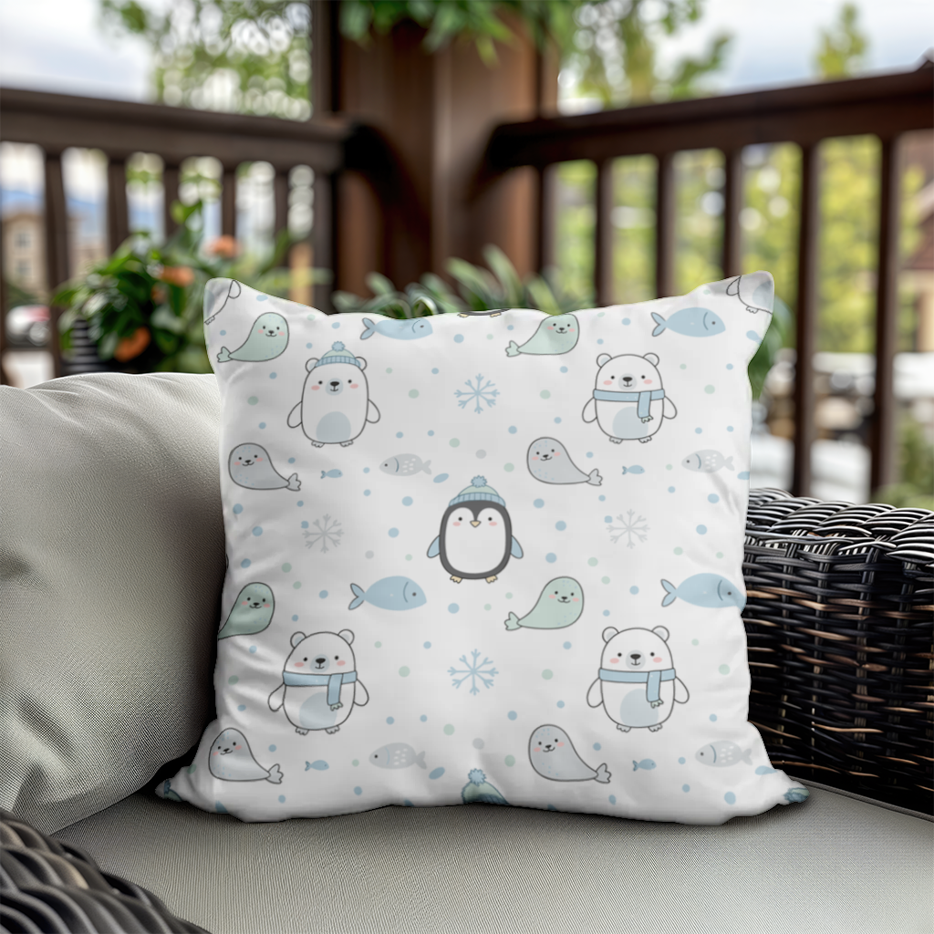 Cute Arctic Animals Winter Pattern Decorative pillow cover