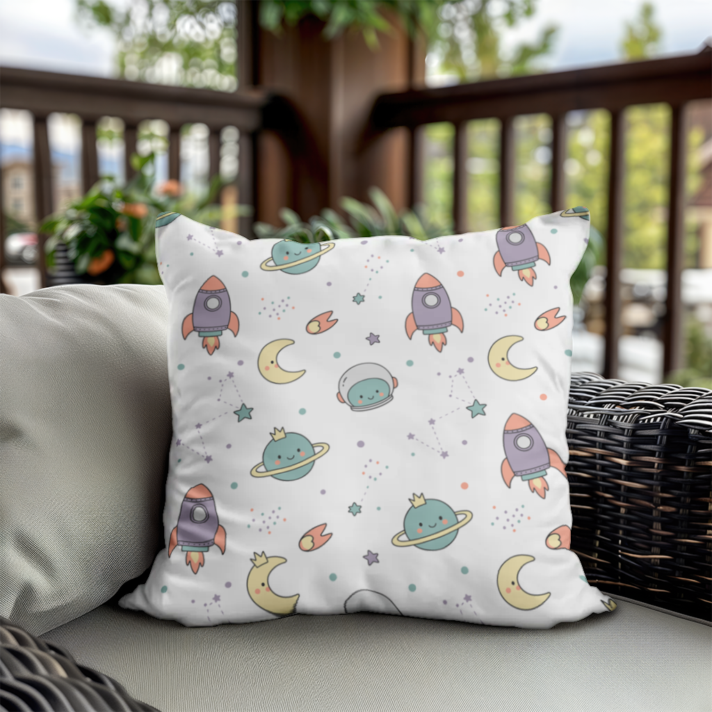 Cute Space Rocket Pattern Decorative pillow cover