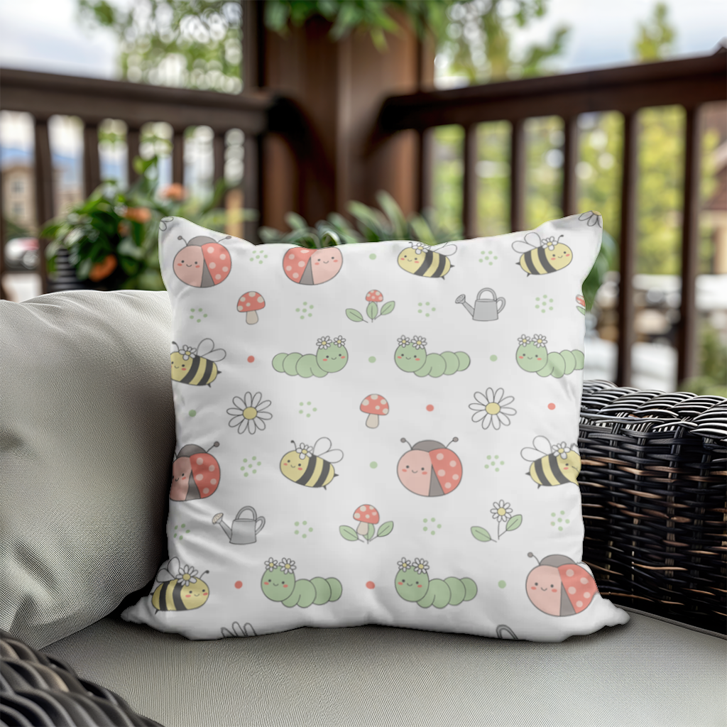 Cute Garden Bugs Pattern Decorative pillow cover