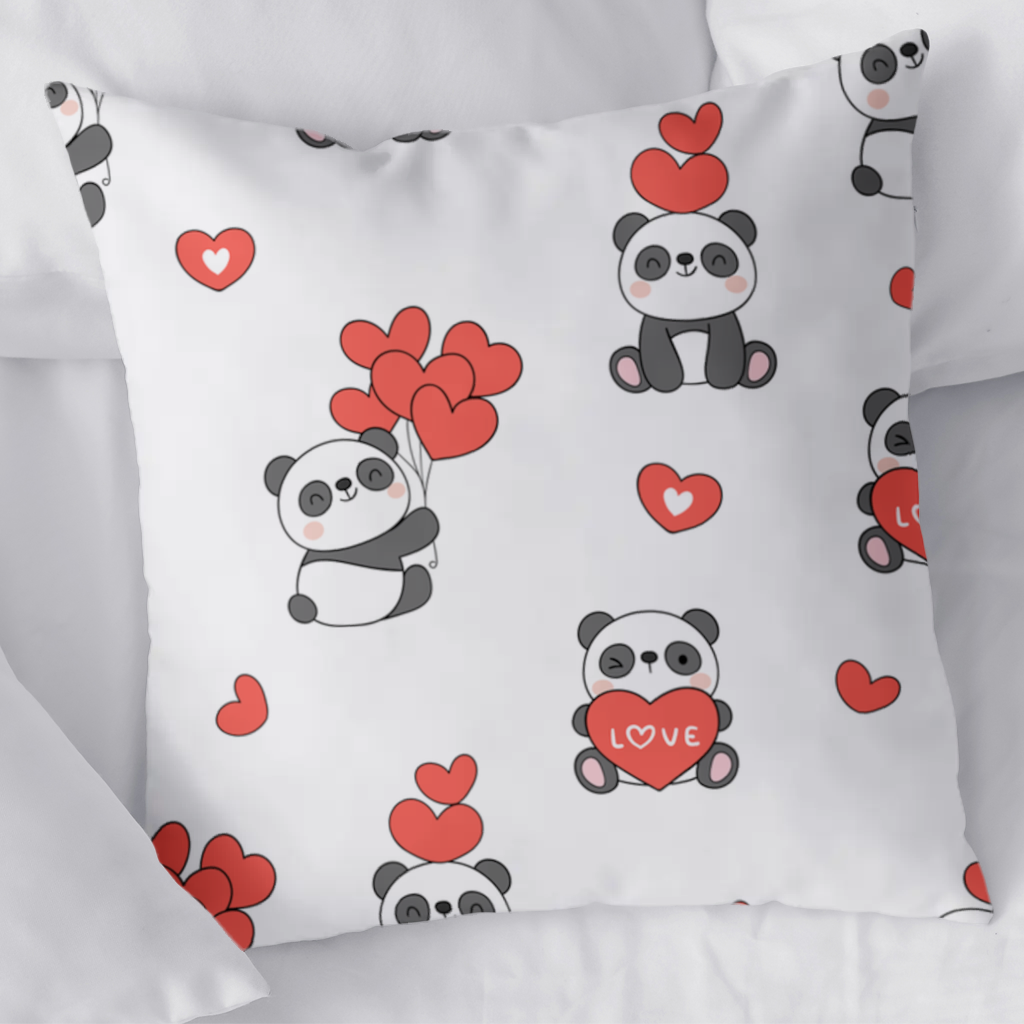 Cute Panda Valentines Day Love Heart Pattern Design Decorative pillow cover