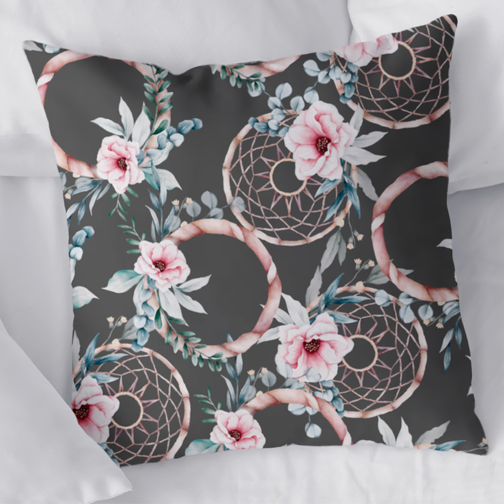 Boho Floral Dreamcatcher Pattern Decorative pillow cover