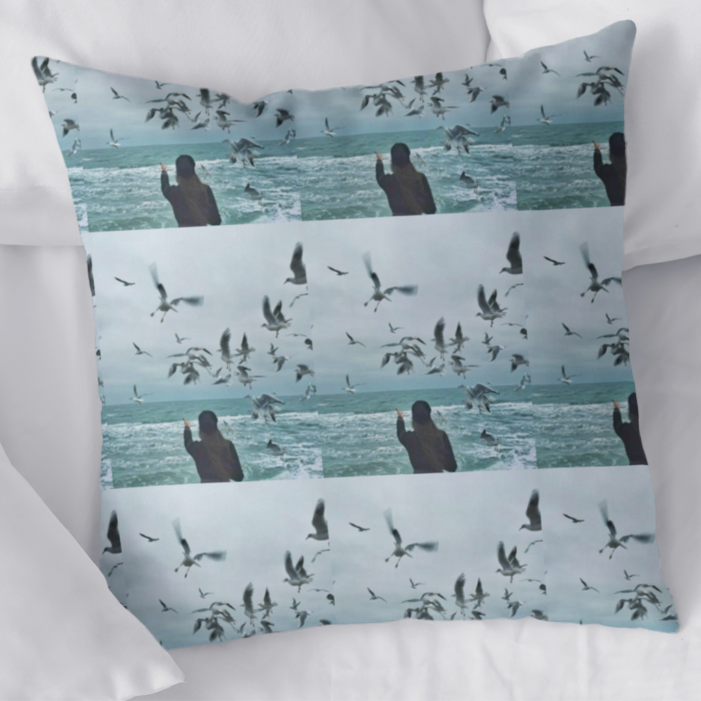 Sea and Birds A Design Interpretation of Freedom Decorative pillow cover