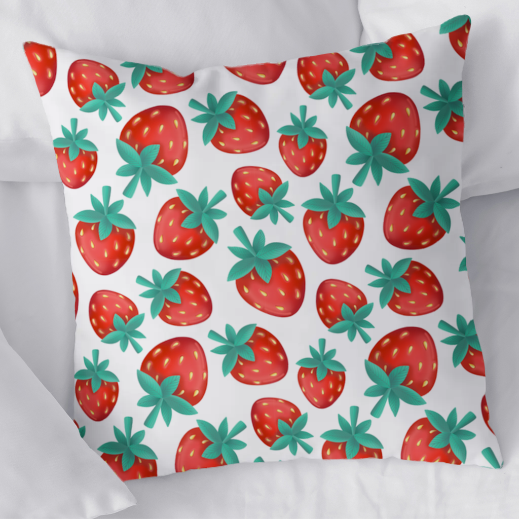 Vibrant Red Strawberry Summer Pattern Decorative pillow cover