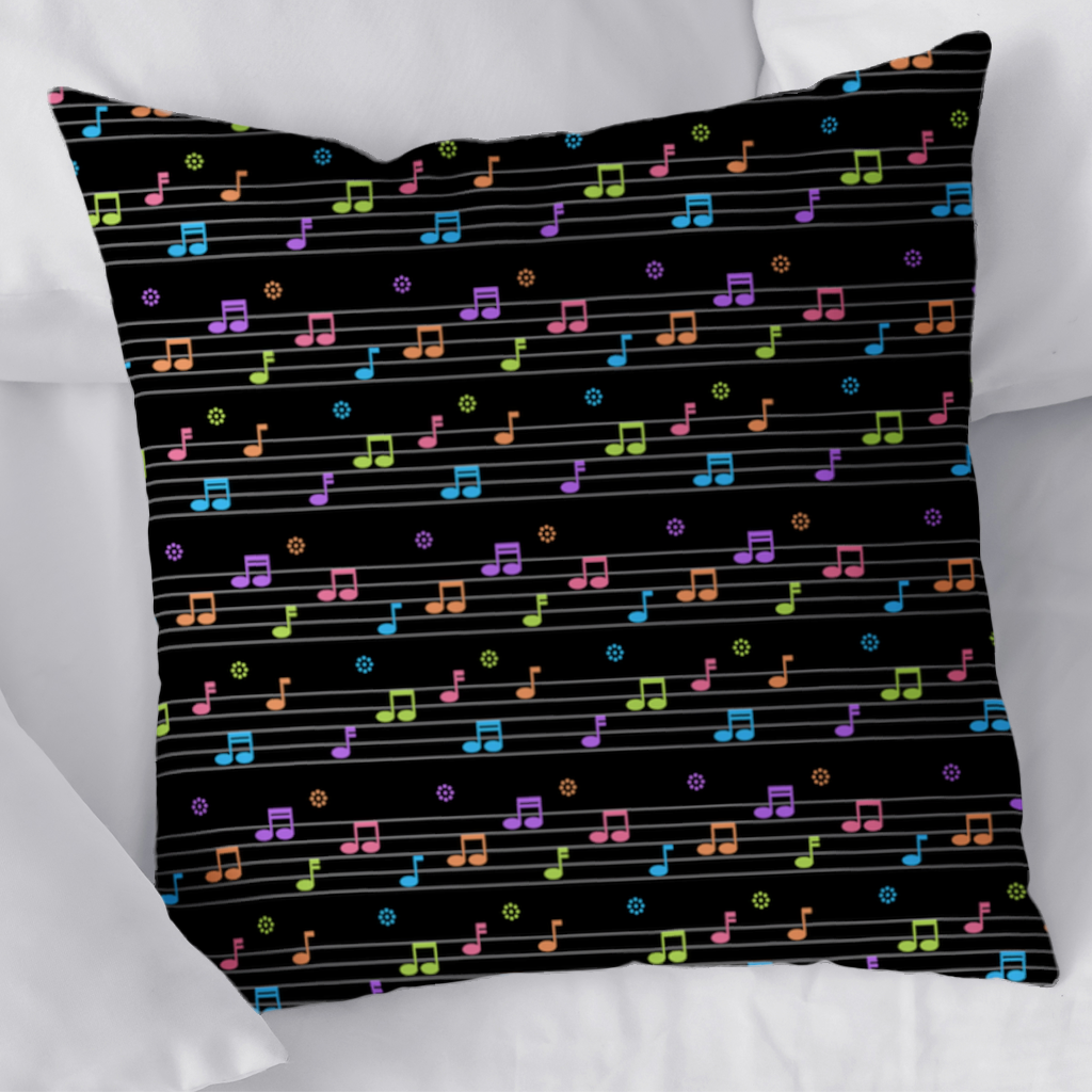 Vibrant Neon Music Notes and Rhythm Seamless Pattern Decorative pillow cover