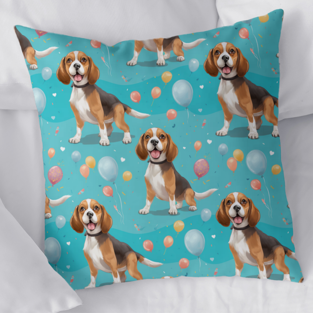 Cute Beagle Dog and Colorful Balloons Seamless Pattern 