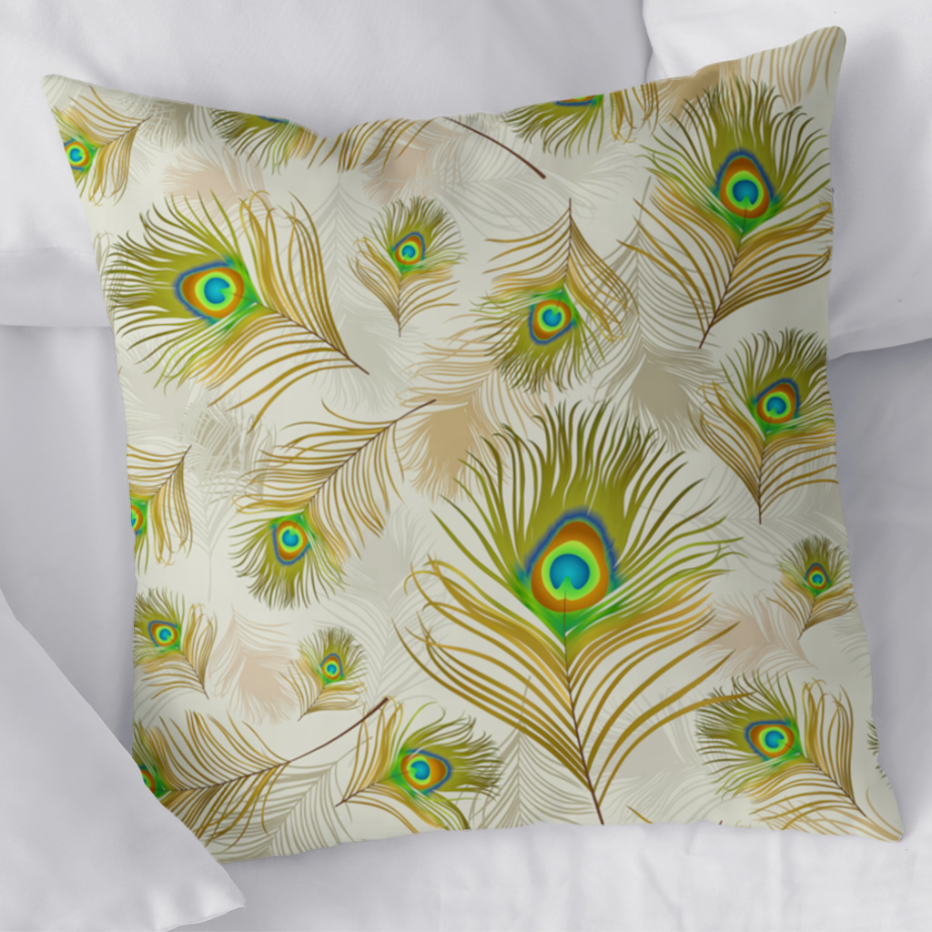 Elegant Peacock Feathers and Exotic Nature Seamless Pattern Decorative pillow cover