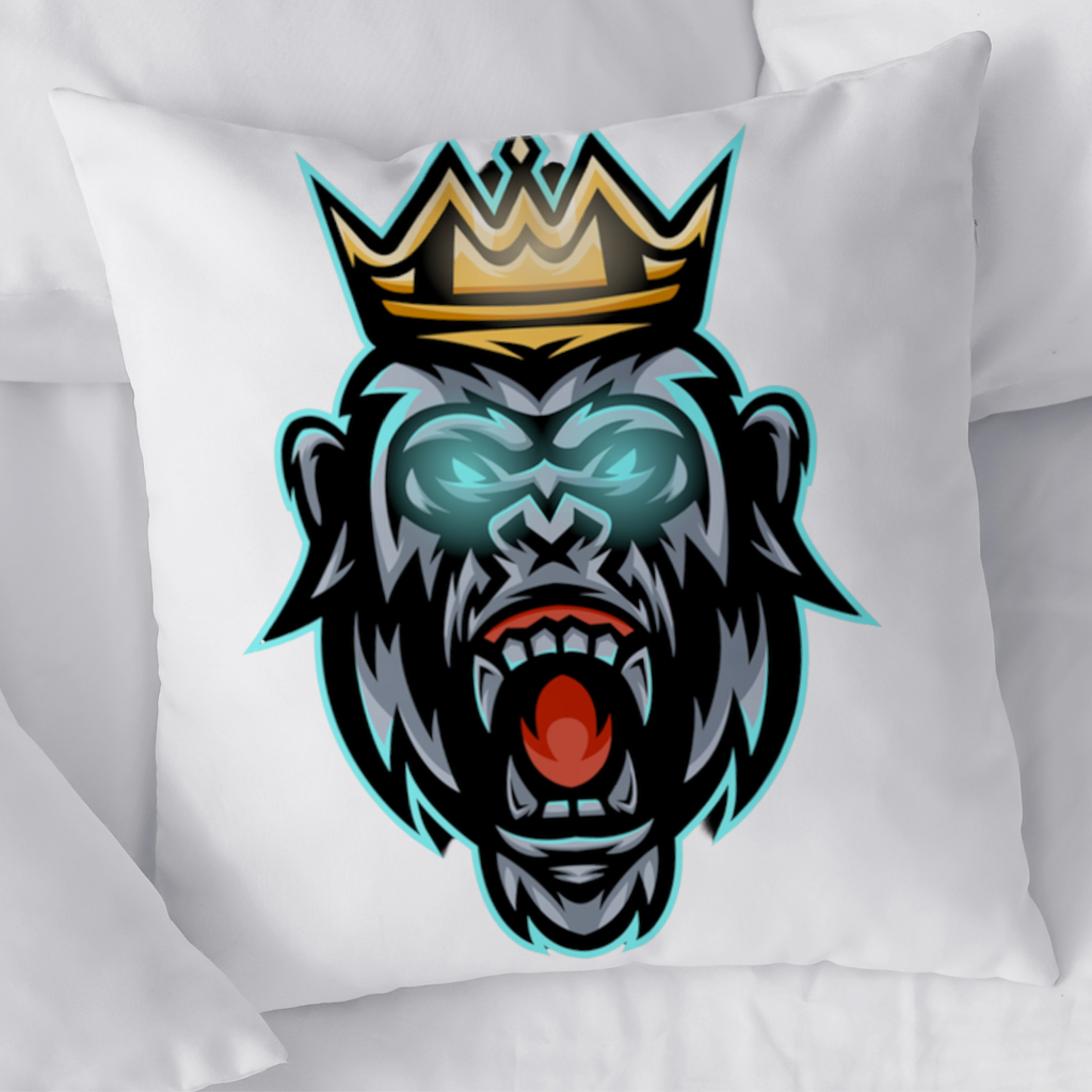 Angry Gorilla King with Crown Graphic - Neon Mascot Design Decorative pillow cover
