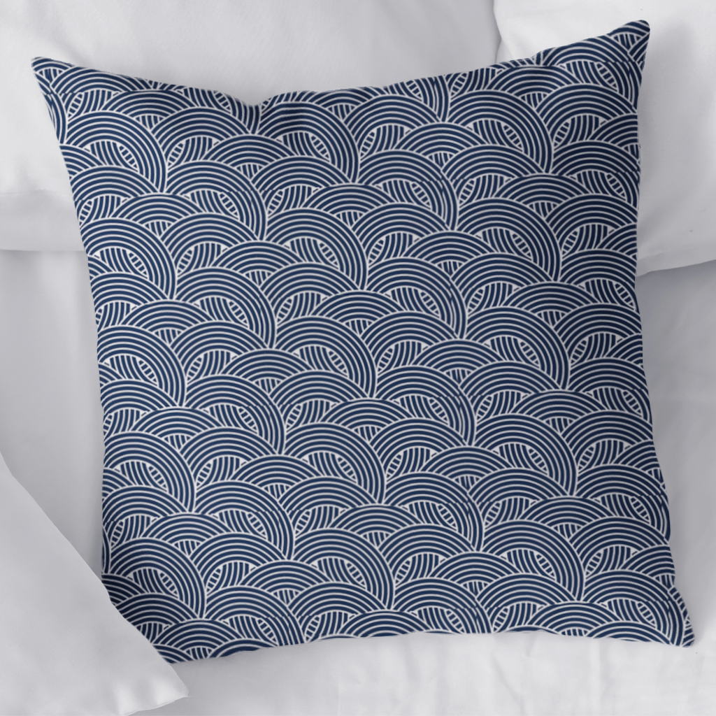 Navy and White Semi Circle Geometric Pattern 