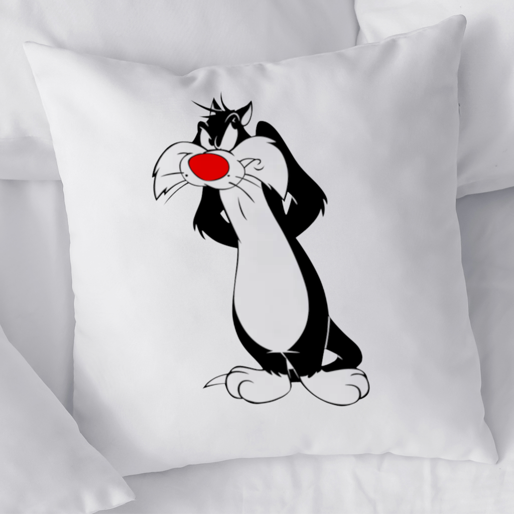 Funny Cartoon Cat Illustration Decorative pillow cover
