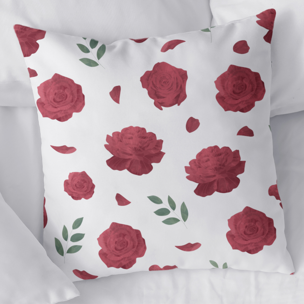 Red Rose and Leaf Romantic Seamless Pattern 