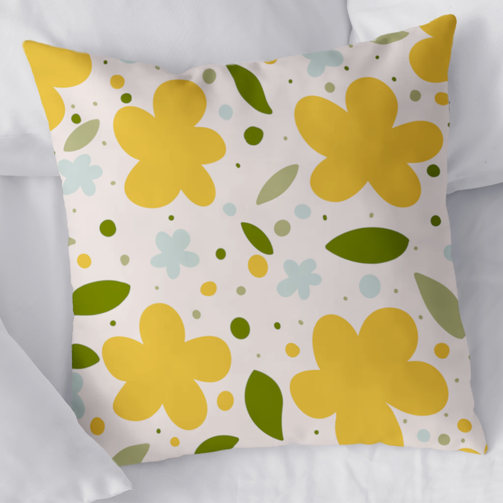 Yellow Floral and Leaf Boho Seamless Pattern 