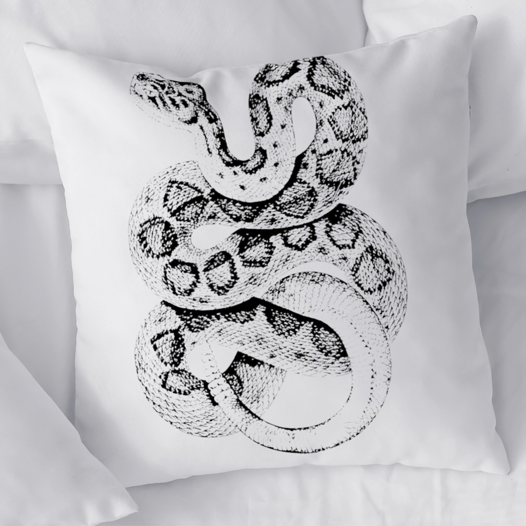 Detailed Vintage Rattlesnake Illustration Decorative pillow cover