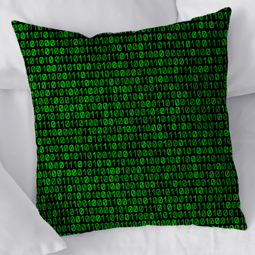 Matrix Stili Dijital İkili Kod Arka Planı Dekoratif Kırlent Kılıfı