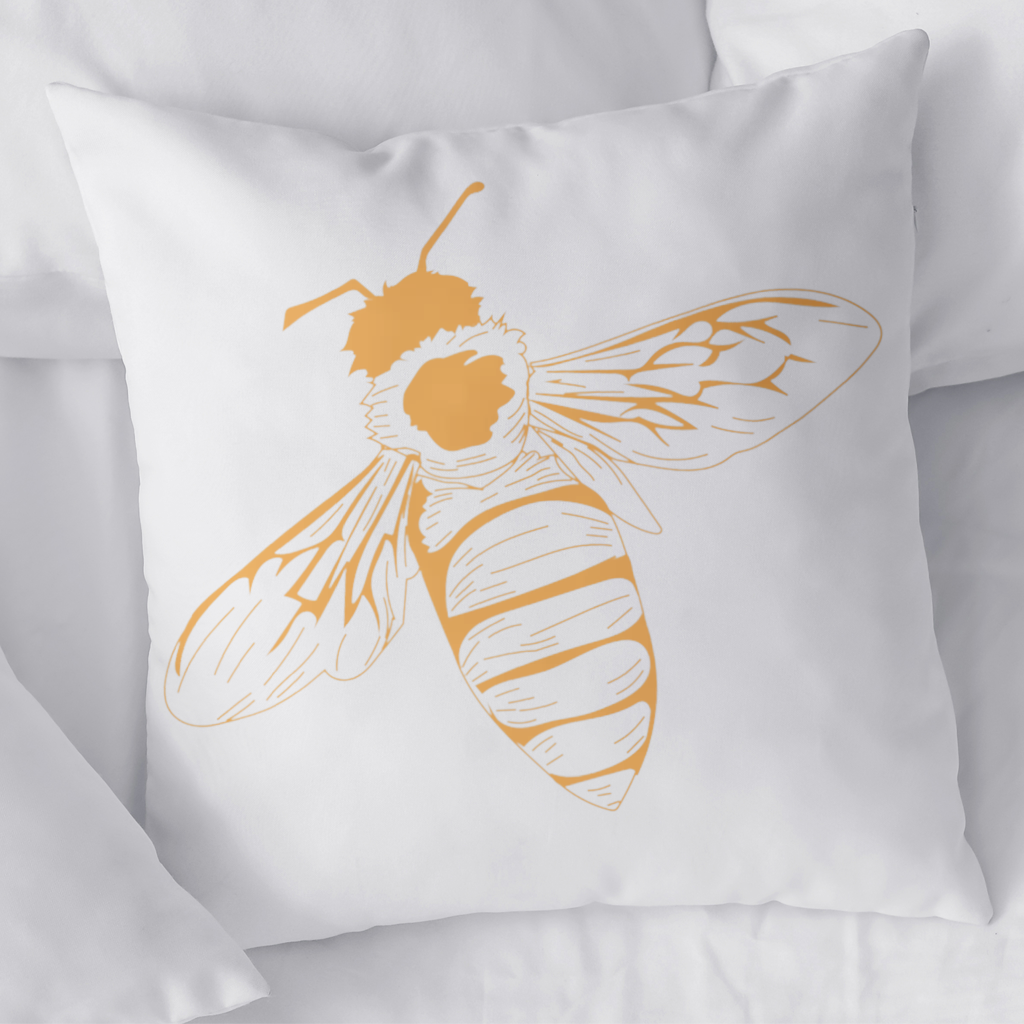 Minimal Orange Bee Illustration Decorative pillow cover
