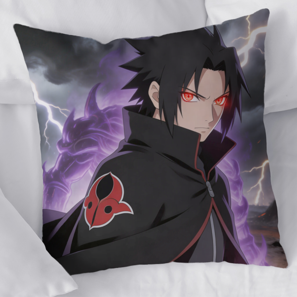 Sasuke Ebedi Mangekyo Güç Yükselişi Dekoratif Kırlent Kılıfı