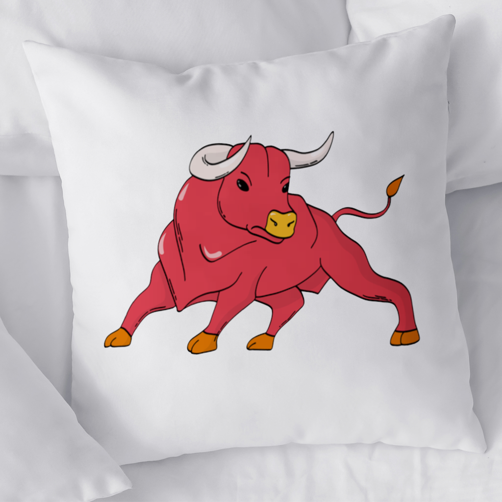 Spanish Red Bull Illustration Inspired by Matador Theme Decorative pillow cover