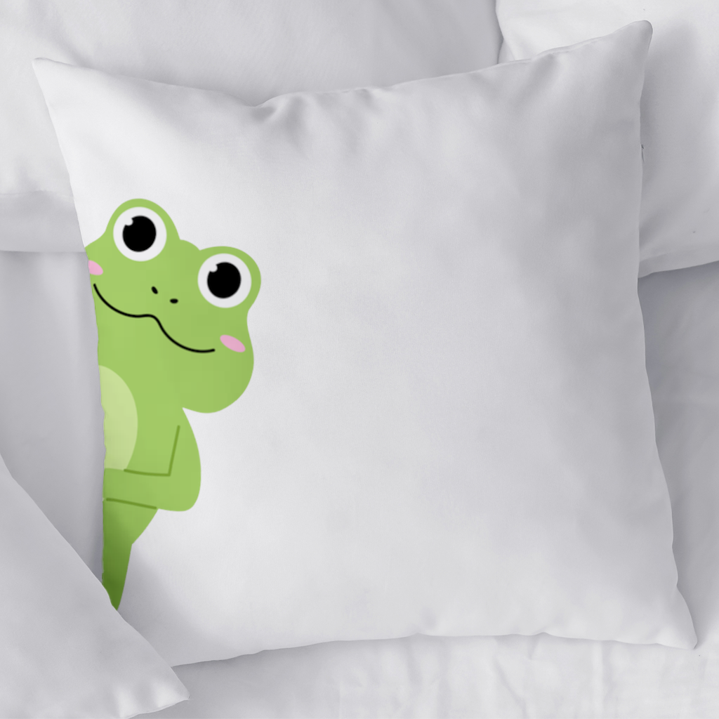 Cute Green Frog Peek-a-Boo Illustration Decorative pillow cover