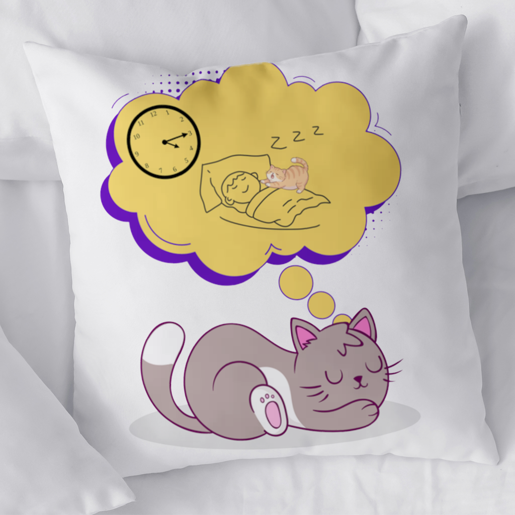 Cat Planning a 4 AM Zoomies Illustration Decorative pillow cover
