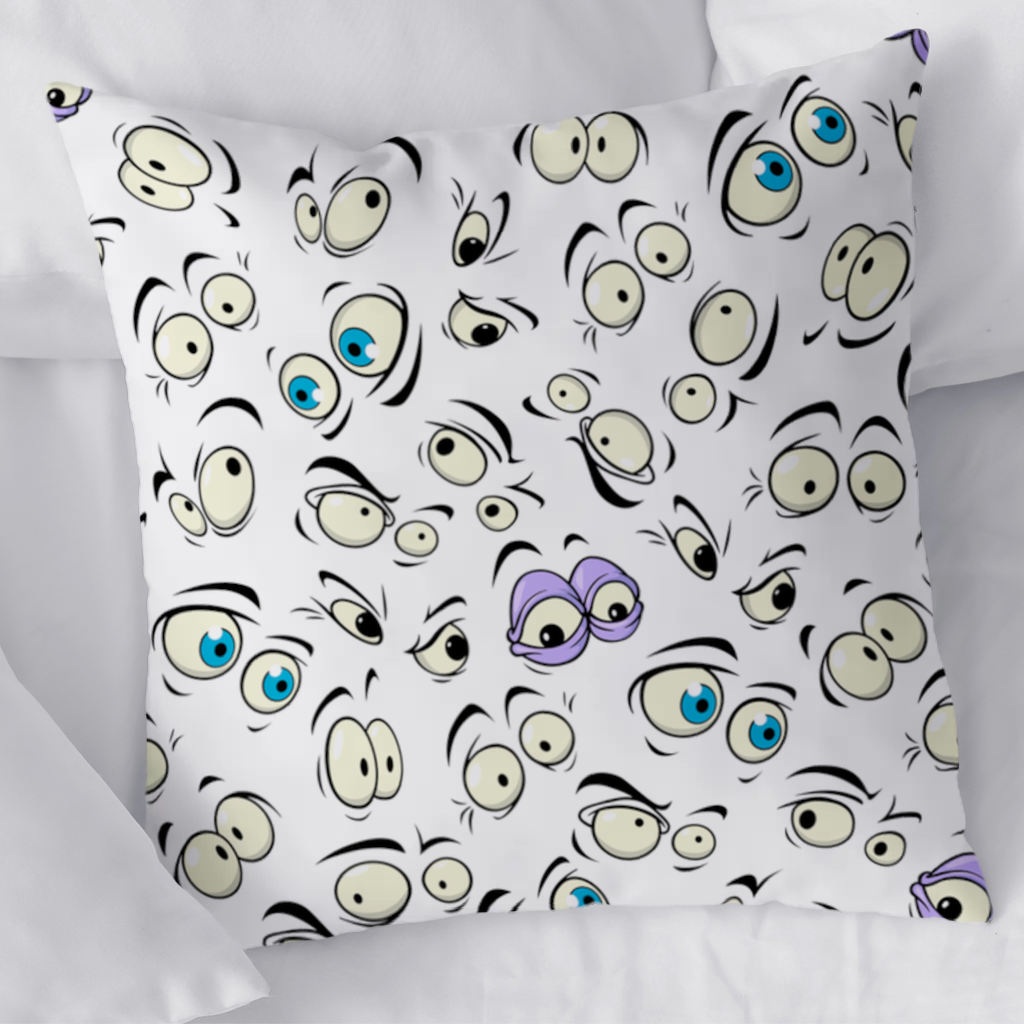 Komik Karikatür Göz Deseni Dekoratif Kırlent Kılıfı