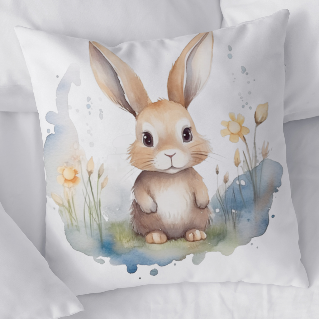 Cute Bunny Watercolor Illustration Decorative pillow cover