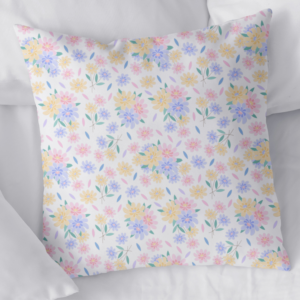 Colorful Pastel Spring Floral Pattern Decorative pillow cover