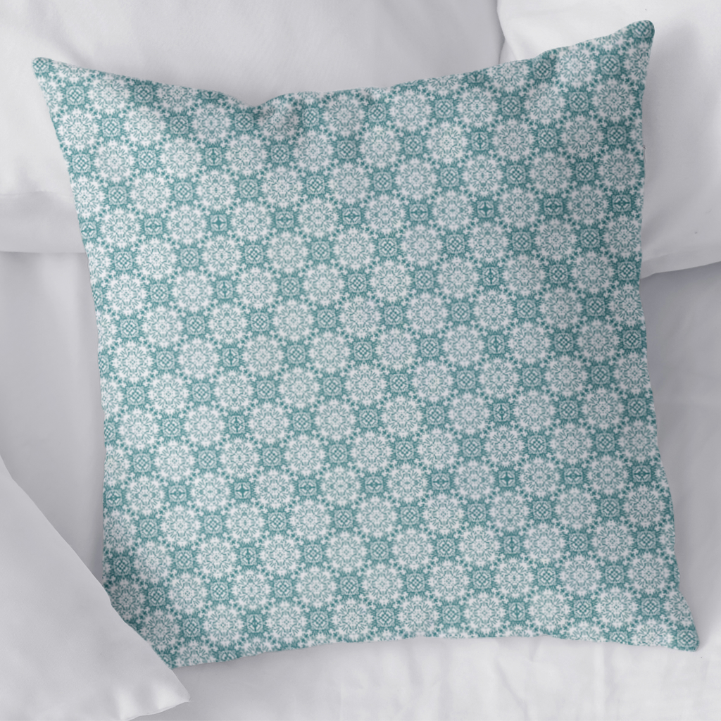 Blue Pixelated Geometric Ornament Pattern Decorative pillow cover