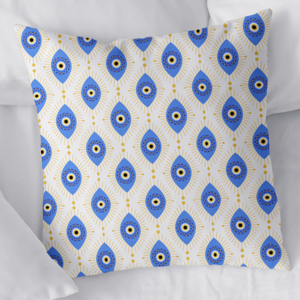 Modern Evil Eye Pattern with Sunburst Rays Decorative pillow cover