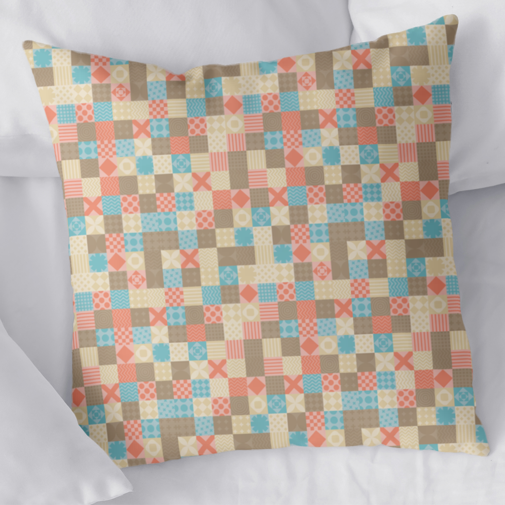 Colorful Modern Geometric Square Pattern Decorative pillow cover