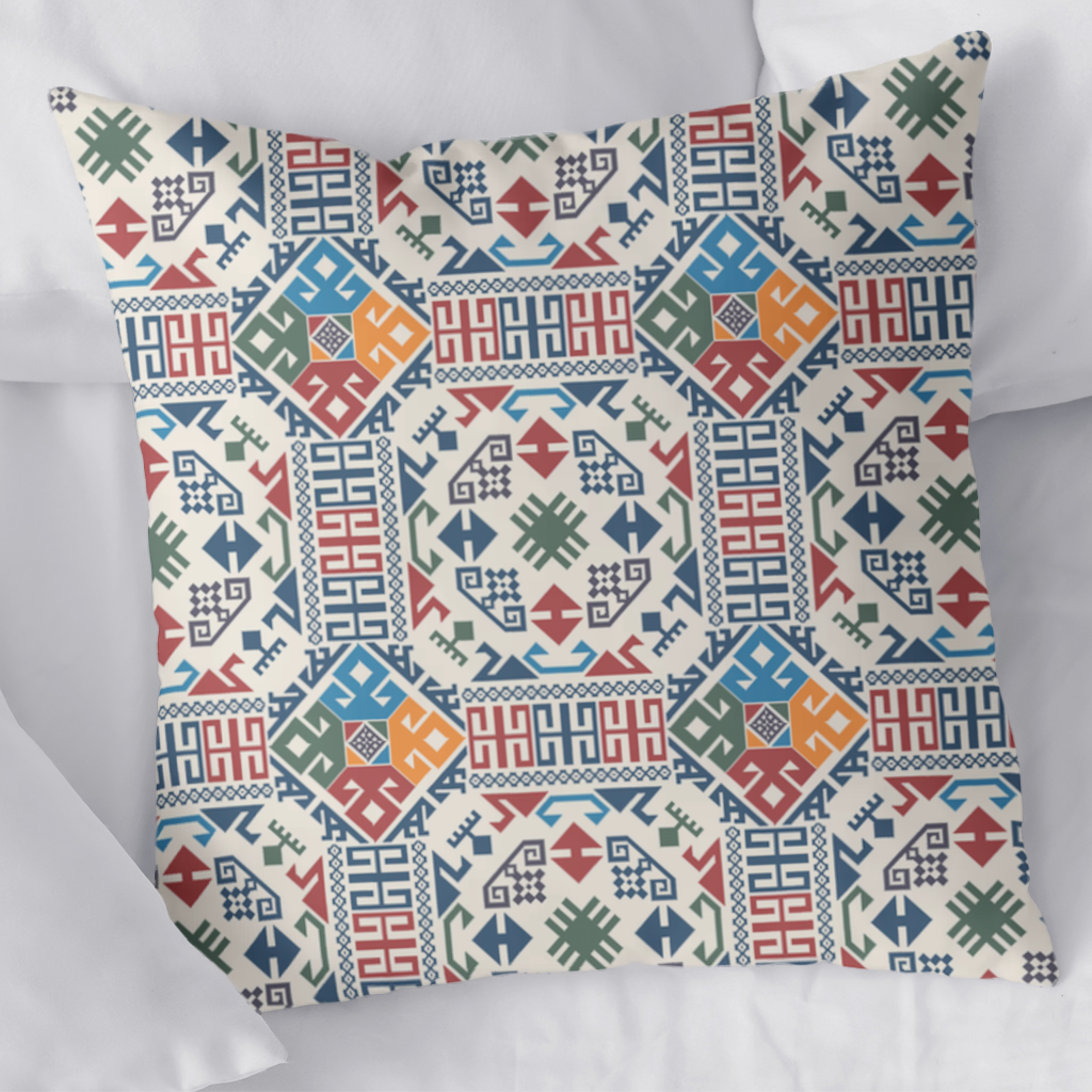 Multicolor Ethnic Geometric Motif Decorative pillow cover